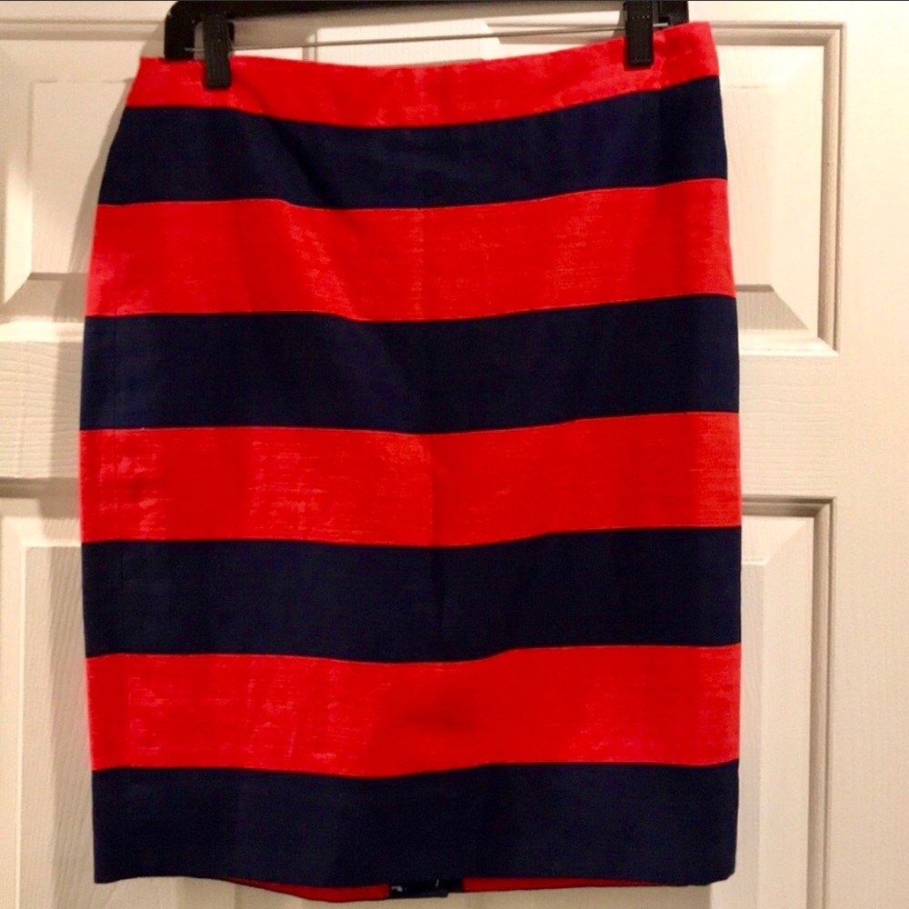 J Crew Factory Red and Navy Skirt